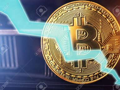97591835-bitcoin-fall-down-golden-bitcoin-coin-symbol-of-crypto-currency-and-arrow-down-on-tech-background-vi-385x289