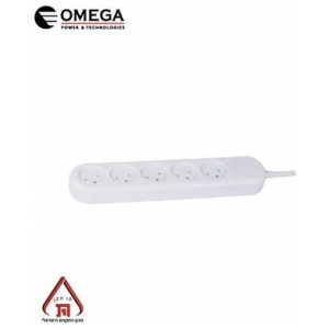 רב שקע 5 שקעים 1 מטר OMEGA  om-q-05-1m