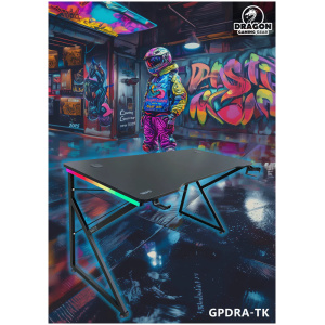 שולחן גיימינג שחור תאורת RGB אורך 150 ס"מ דגם DRAGON K