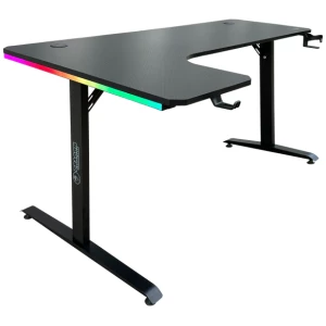 שולחן גיימינג שחור פינתי שמאל תאורת RGB אורך 160*100 ס"מ DRAGON