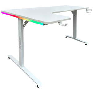 שולחן גיימינג לבן פינתי שמאל תאורת RGB אורך 160*100 DRAGON