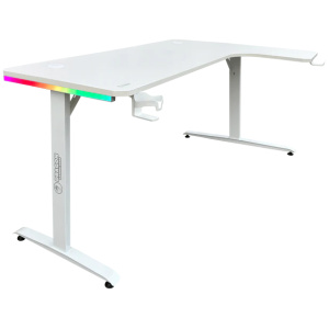 שולחן גיימינג לבן פינתי ימין תאורת RGB אורך 160*100 DRAGON