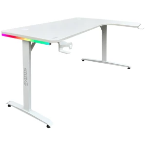 שולחן גיימינג לבן פינתי ימין תאורת RGB אורך 160*100 DRAGON