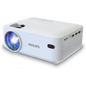 מקרן 480P LED HD קומפקטי עם חיבור HDMI עד 65" לבן
