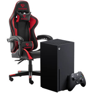 XBOX SERIES X 1TB + מושב גיימינג SCORPIUS LIFE שחור-אדום