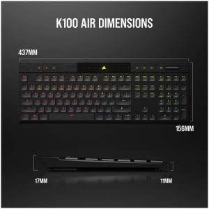 מקלדת גיימינג אלחוטית דקה CORSAIR K100 AIR WIRELESS Ultra-Thin