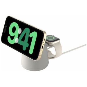 מעמד טעינה אלחוטי 2 ב-1 Belkin MagSaf לבן