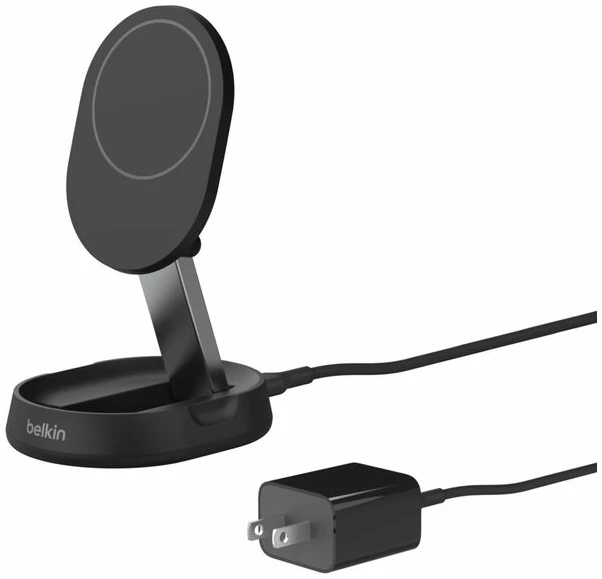 מטען אלחוטי Belkin Qi2/MagSafe 15W עם מטען קיר שחור