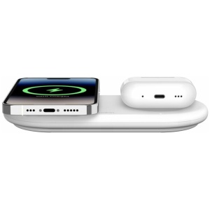 משטח טעינה אלחוטי 2 ב-1 Belkin 15W לבן
