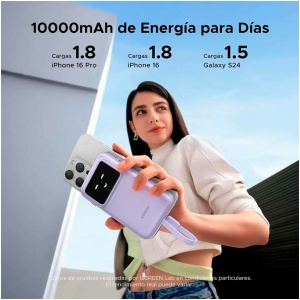 מטען נייד מהיר 30W 10000mAhUGREEN UNO USB-C עיצוב רובוט סגול