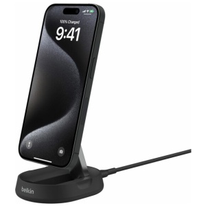 מטען אלחוטי Belkin Qi2/MagSafe 15W עם מטען קיר שחור