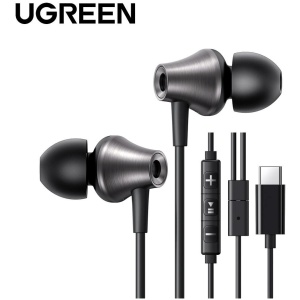 אוזניות סיליקון + מיקרופון Ugreen in ear type c שחור