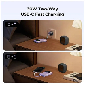 מטען נייד מהיר 30W 10000mAhUGREEN UNO USB-C עיצוב רובוט סגול
