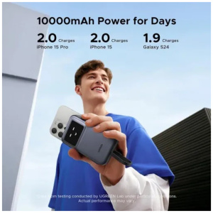 מטען נייד מהיר 30W 10000mAhUGREEN UNO עיצוב רובוט אפור