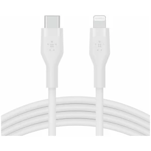 כבל סיליקון USB-C ל-Lightning מוסמך MFI באורך 2 מטר Belkin Boost Charge צבע לבן