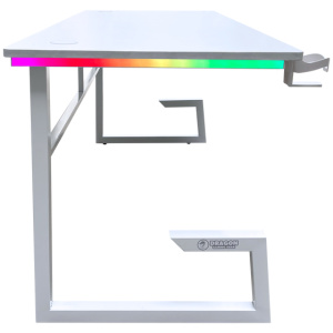 DRAGON שולחן גיימינג תאורת RGB אורך 160 ס"מ דגם TG צבע לבן
