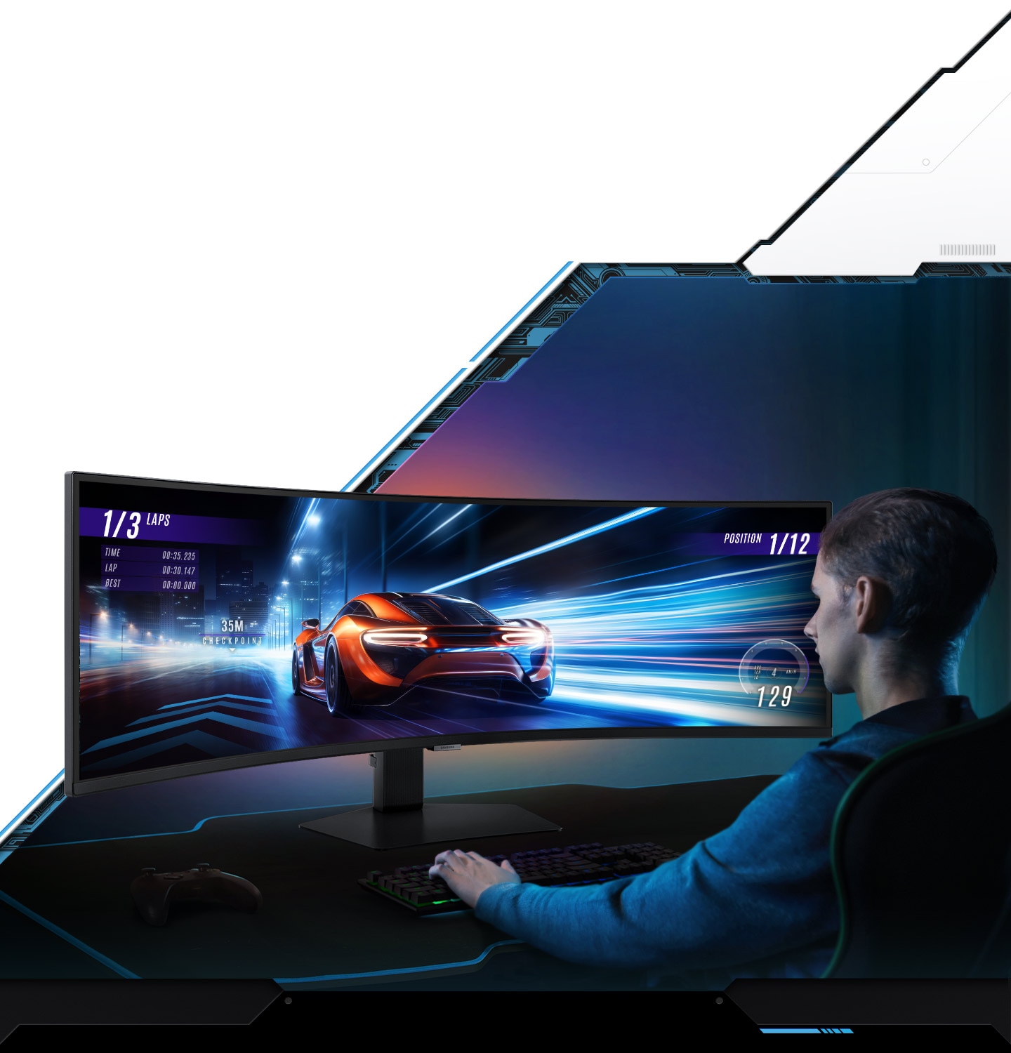 מסך גיימינג קעור רחב במיוחד 49 אינץ', Odyssey G9 G95C DQHD 240Hz
