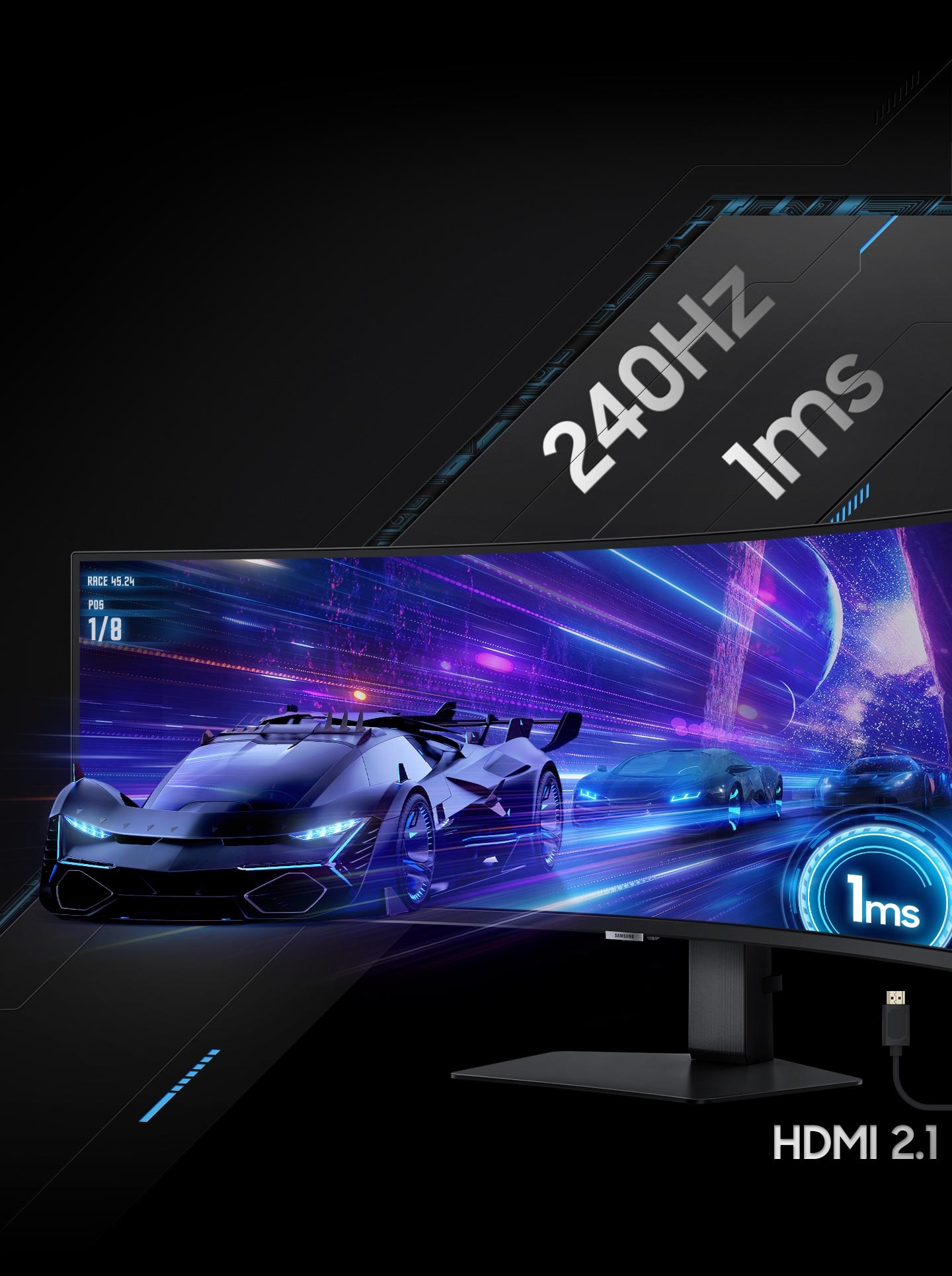 מסך גיימינג קעור רחב במיוחד 49 אינץ', Odyssey G9 G95C DQHD 240Hz
