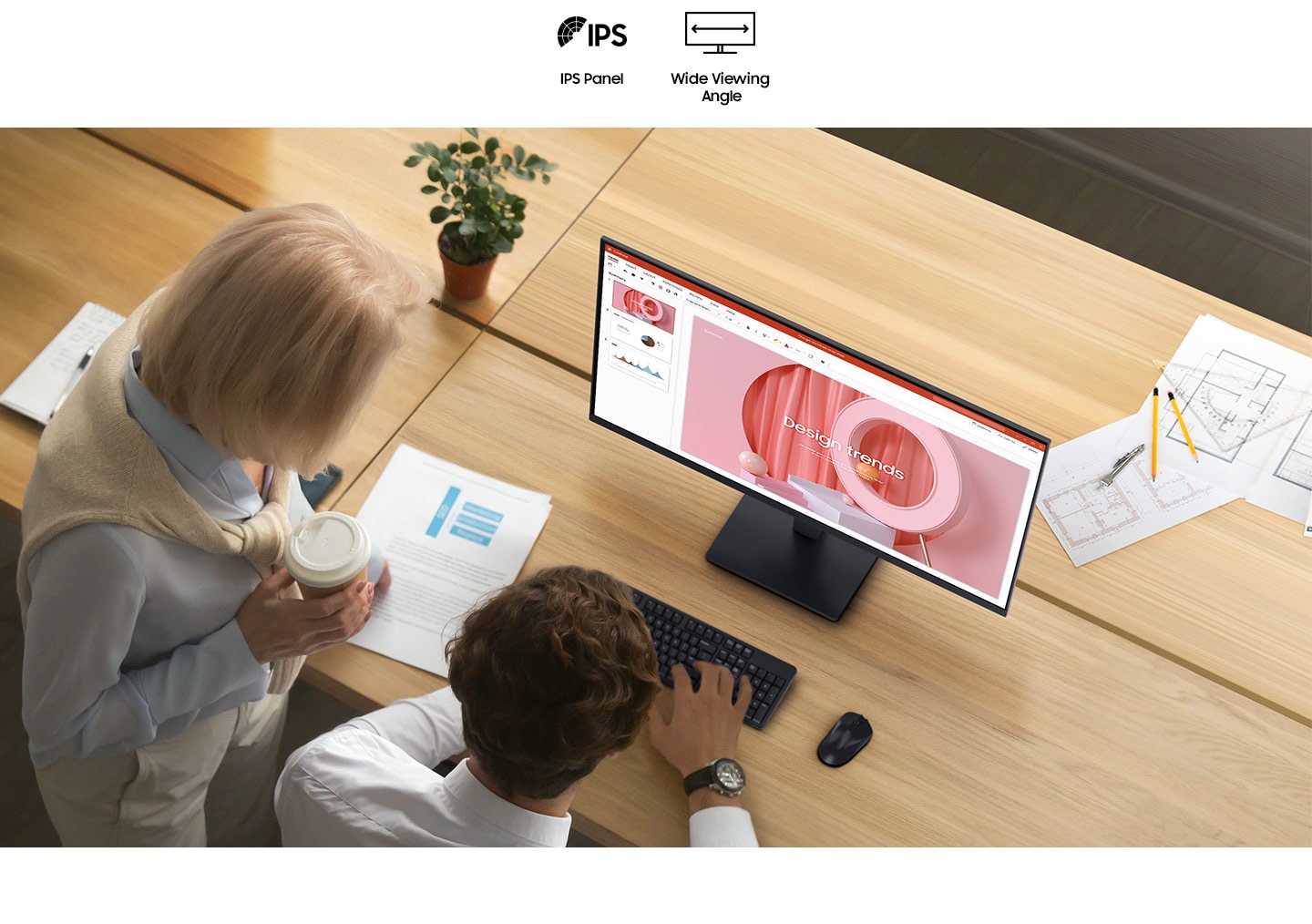 מסך מחשב Samsung Essential Monitor S3 S30GD S24D300GAM IPS 23.8 Inch