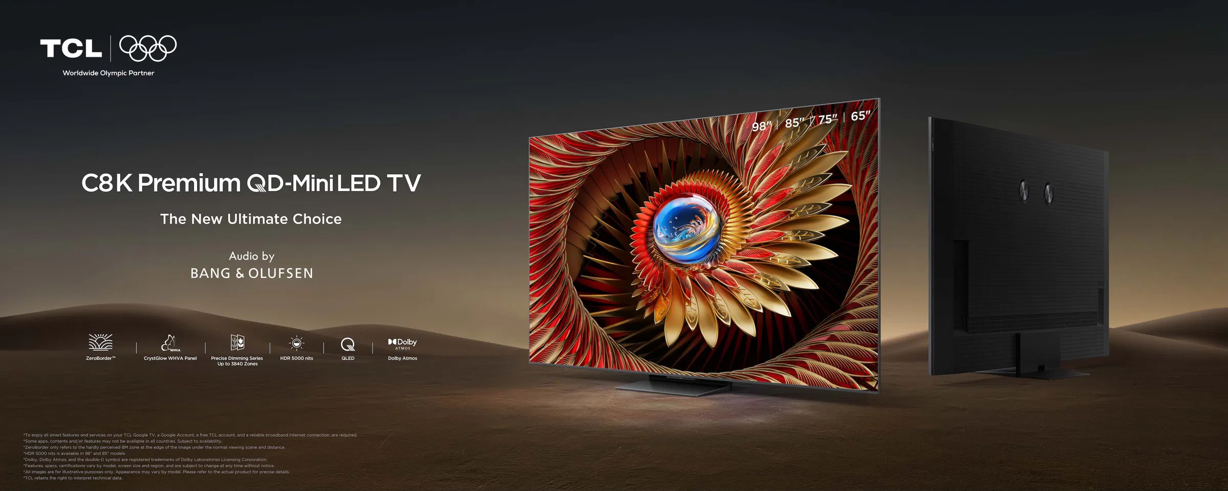 טלוויזיה TCL 65C8K 4K UHD QD-Mini LED Google TV