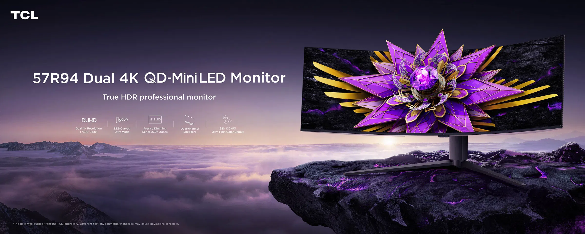 מסך גיימינג TCL 57" 4K Curved Mini Led