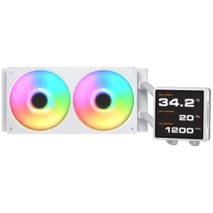 COUGAR Poseidon PRO Vistek 240 White, White AIO Liquid Cooler, ARGB CPU Cooler, 240mm Water Cooling, White Gaming PC Setup, COUGAR PRO White, קירור נוזלי לבן, קוגר פוסידון פרו, קירור למעבד 240 מ"מ, גיימינג לבן, ציוד למחשב